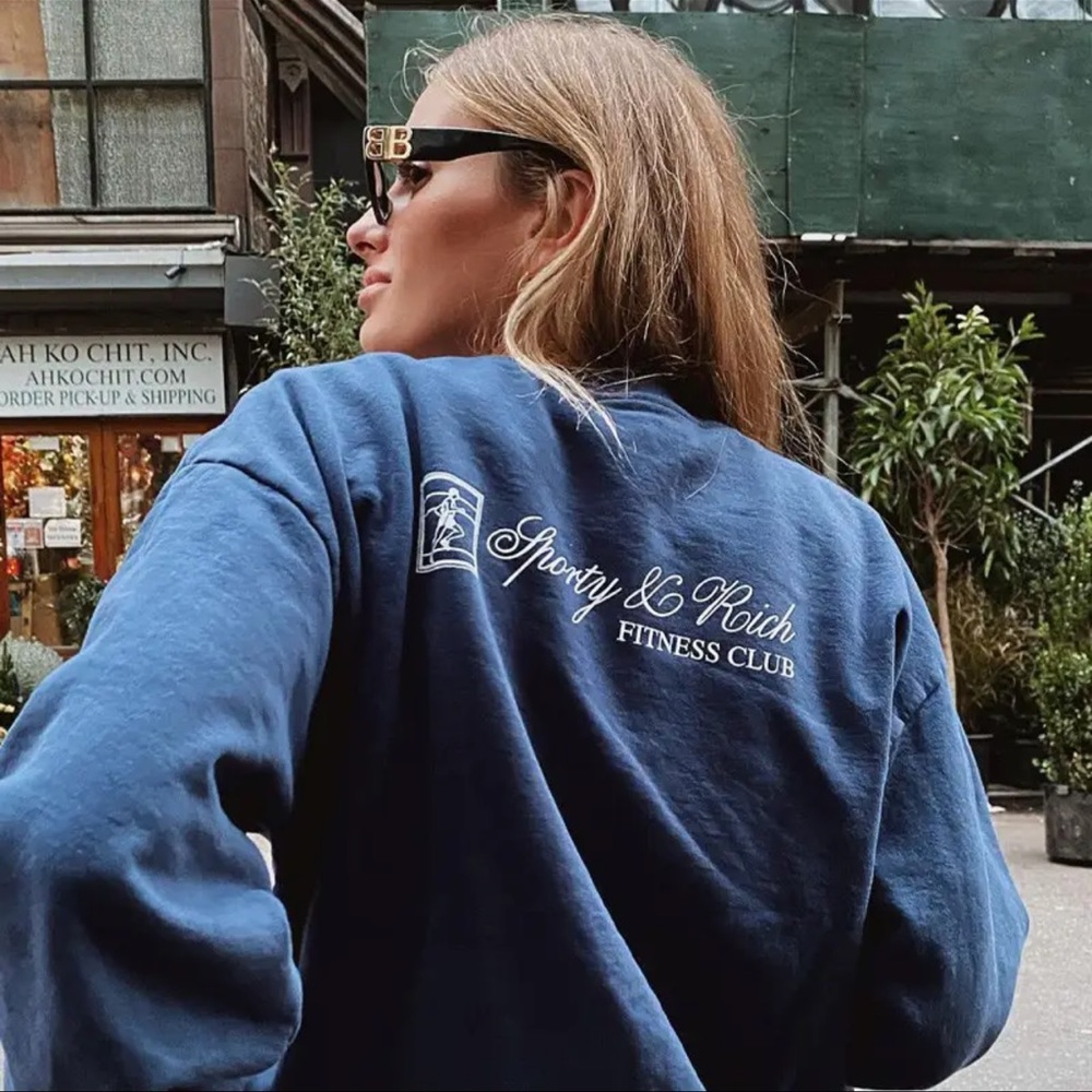 Sporty & Rich Logo Crewneck, Navy, Size Small - Picture 4 of 4